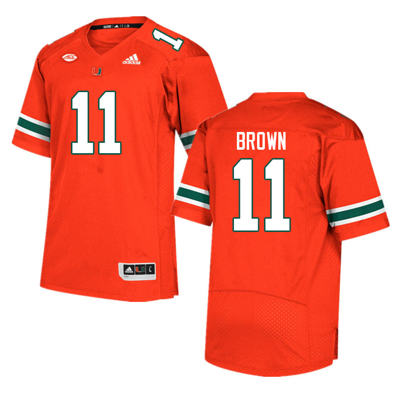 Men #11 Jacurri Brown Miami Hurricanes College Football Jerseys Sale-Orange - Click Image to Close